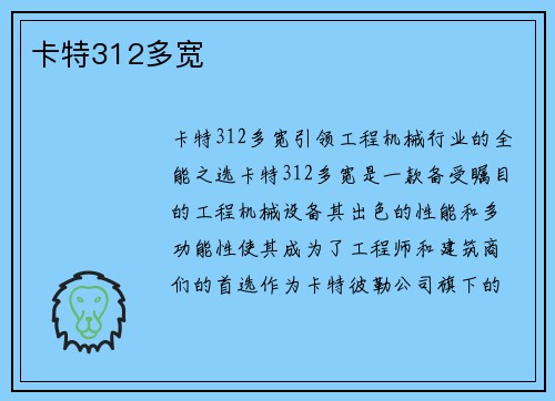 卡特312多宽